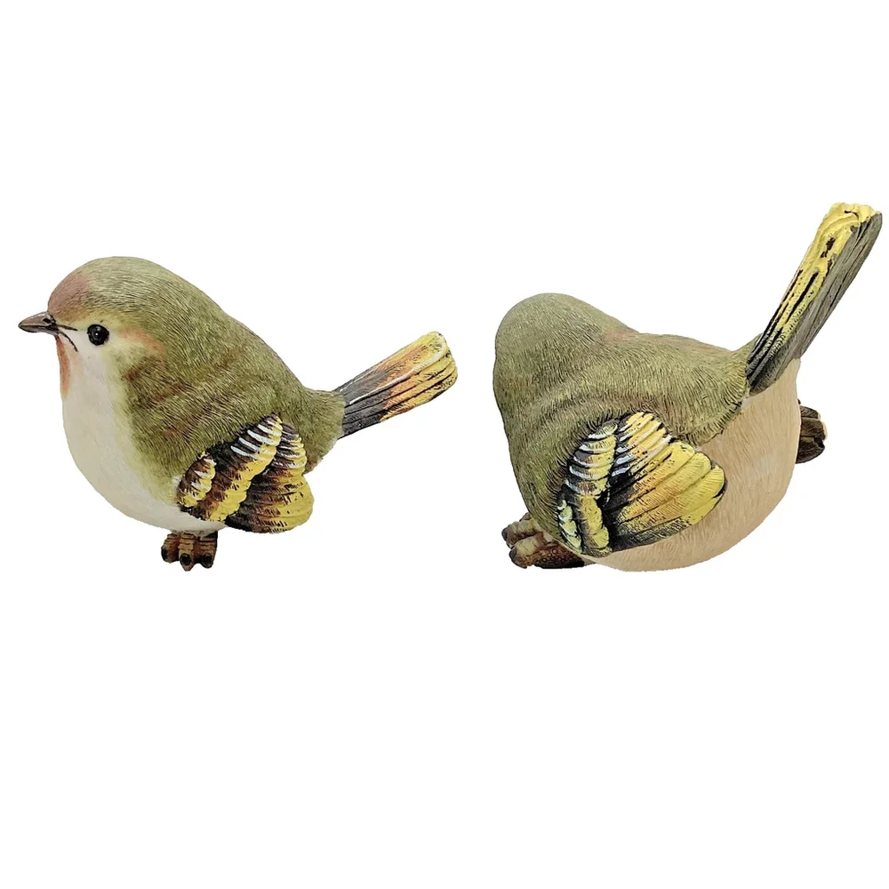 Vintage Pair of Resin Yellow Birds for Home or Garden Decor